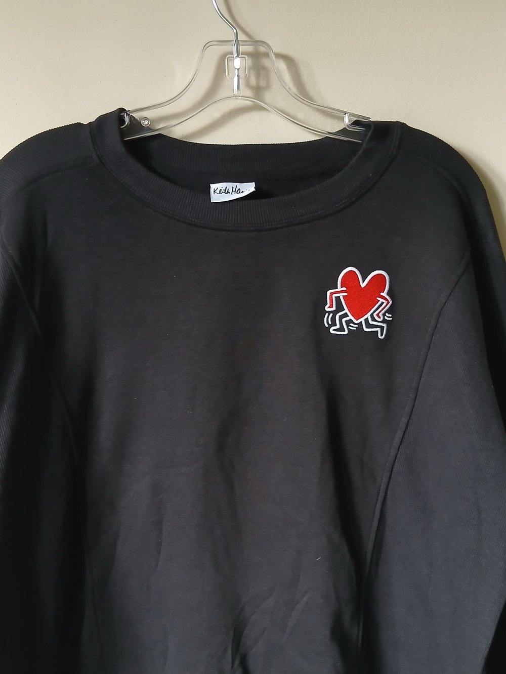 Keith Haring Crewneck Pullover with Red Heart Patch